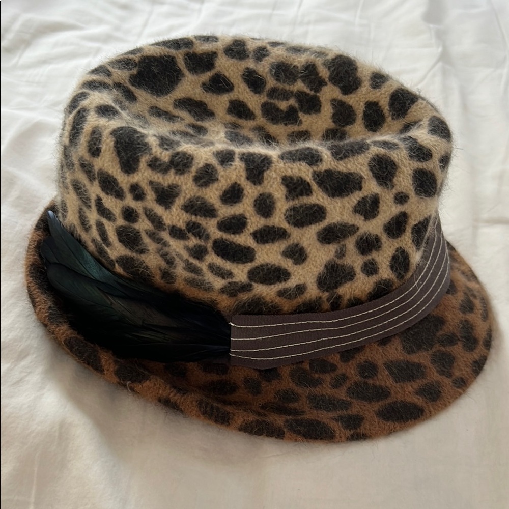 Albertus Swanepoel leopard hat with feather details
